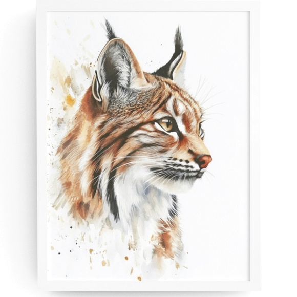 Creative Path Studios Other - Watercolor Lynx Portrait Wall Art Illustration Print Poster Unframed